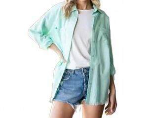 NEW LIME N CHILI long sleeve button down top in mint